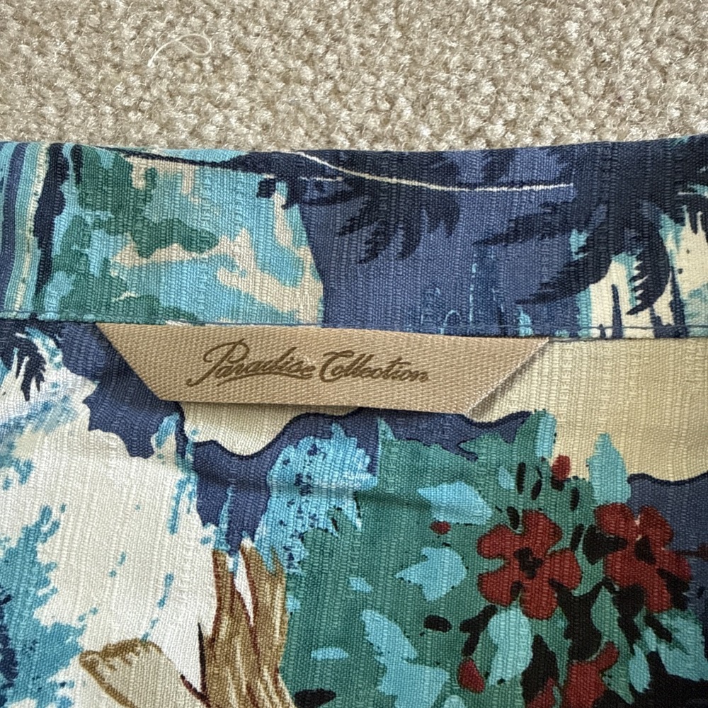 Paradise Collection Mens Hawaiian Aloha Camp Shirt 100% Silk Blue Hula XL Loop - Picture 3 of 10